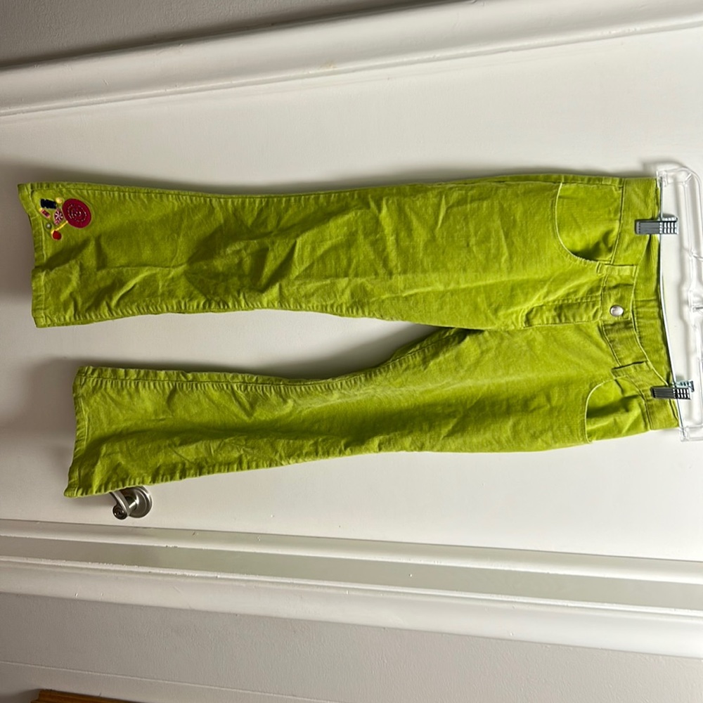 Corduroy lime green flair pants girls 12 adjustable waist candy detail gymboree
